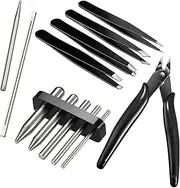 12 Metal Model Tool Kits Including 7 Model Long Edge Bending Tools Tab Twisting Tool Cylinder Cone Shape Bend Assist 1 Clipper 4 Metal Tweezers for 3D DIY Jigsaw Puzzles Assembly