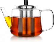 Glass Teapot with Infuser 1000Ml 33Oz Stovetop Safe Hand Crafted Clear Teapot