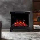 Conrad 1500W 3-Sided Freestanding Electric Fireplace Stove – Real Flame Effect H