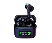 Wireless Earphones Digital Display Active Noise-canceling Charging Box Bluetooth-compatible 5.2 Earbuds with Microphone for Running-Black