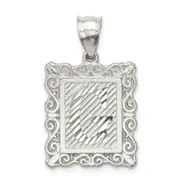 Sterling Silver Square Diamond-Cut Letter G Initial Pendant