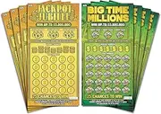 Larkmo Prank Gag Fake Lottery Tickets - 8 Total Tickets, 4 of Each Winning Ticket Design, These Scratch Off Cards Look Super Real Like A Real Scratcher Joke Lotto Ticket, Win 10,000 or $50,000