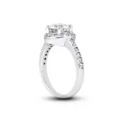 1.10 Carat D-VS2 Round Cut Natural Certified Diamonds 18k Gold Halo Accent Ring
