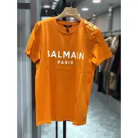 在飛比找蝦皮商城優惠-Balmain 女款鈕扣印花Logo徽標長版短T上衣 橙色 