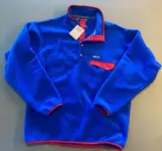 NEW Patagonia Men's Synchilla Snap-T Fleece Pullover sweater Blue/Red Medium 1/4