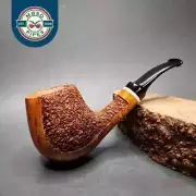 Preston Rogers Partially Rusticated Brandy Handmade Briar Pipe, New