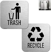 Recycle and Trash Sticker for Kitchen Trash Cans and Recycling Bins, Indoor Trash and Recycle Combo for Garbage Can Logo Symbol, 2 Sticker 5 Inch Outdoor Waste Bin