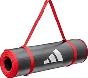 adidas 10mm Extra Thick Training Mat with Carrying Strap and Non-Slip Textured Base - Cushioned Workout Mat for Home Gym, Floor Workouts, and Intense Exercises - Portable and Durable - Grey