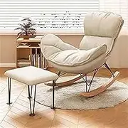 AUPRES Rocking Chair with Footrest Modern Comfy Recliner Chair Furniture Leisure Chair,Lazy Home Single Sofa Adult Balcony Lounge Rocking Chair(Beige)