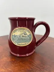 New Deneen Pottery Mug Mountaintop Lodge Lake Naomi Pocono Pines PA 14oz Red