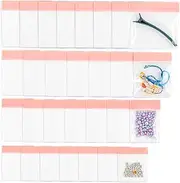 [NEETUE] 28 pcs Eva Jewelry Storage Bag, Thicken Anti Tarnish Jewelry Bags, Transparent Sealable Pouches Ziplock Storage Bags, Resealable Poly Bags for Women's Jewelry Zipper Bag (Pink)