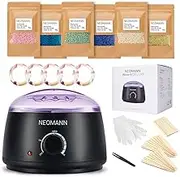 NEOMANN Waxer II Waxing Kit for Woman Non-Sticky, Teflon-Coated - Wax Warmer for Hair Removal incl. 600g Wax Beads, 30 Spatulas - Wax Machine or Wax Pot Perfect Brazilian Wax Kit for Women