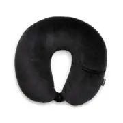 Microbead Travel Head and Neck Pillow Lightweight and Plush with Phone Black