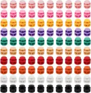 100 Pcs Assorted Color Plastic Double Hole Spring Cord Lock End Stopper Fastener