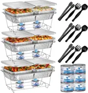 Disposable Chafing Dish Buffet Set, Food Warmers for Parties, Complete 33 Pcs of