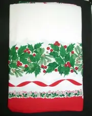 Holiday at Home Tablecloth ~ Mistletoe Red Green White ~ 60" x 84" Oval **NEW**