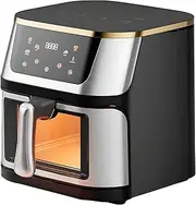 10L Air Fryer, 1400W Large Stainless Steel Airfryer, 200°C High Temperature Baking, with Non-stick Frying Pot, 6 Cooking Functions, Up To 80% Less Fat Black