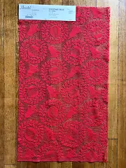 Vintage "CHRISTMAS BELLS" Lace Sample Mandel Fabrics Pattern Polyester RED