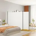 3 Panel White Fabric Room Divider 525x180 cm Folding Privacy Screen Decor