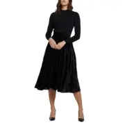 Ted Baker Julyiet Midi Dress 3/ US 8 Black Floral Velvet Knit Bodice NWT $425