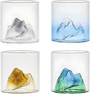 4Pcs Mountain Whiskey Glasses Set - Old Fashioned Heavy Bottom Bourbon Glass Gifts for Men, Dad, Husband (#1)