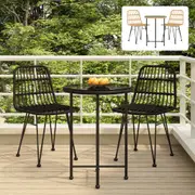 Garden Dining Set 3 Piece Poly Rattan Outdoor Table Chair Black/Brown vidaXL