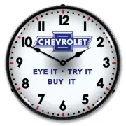 Chevrolet Eye It Try It Buy It, Lighted Backlit LED Clock GM Licensed