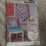 Simplicity- 9410 - Quilted Blanket 53" x 38" & 18" Pillow, Learn to Sew NEW UC