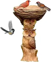 Outdoor Bird Drinks - Big Birk Brinks in Choul with Carved Details, Winter Festival Bird Drinks Standing | Backyard Decor eulenskulpture Birds and Feeders at oisea