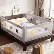 omzer Bed Rail for Toddlers - (3 Pack) Toddler Bed Rails with Double Child Lock, Bed Rail for Baby Kids with Pattern, Infants Height Adjustment Guardrail for King Size Bed - 3 Pack, 78.7x78.7x74.8”