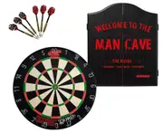 SHOT DARTS Bandit Duro Dart Board + Winmau Man Cave Dartboard Cabinet + Darts