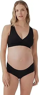 [pact] Organic Cotton Maternity Foldover Hipster Underwear for Pregnancy Postpartum, 4 pack Black, Black, Small