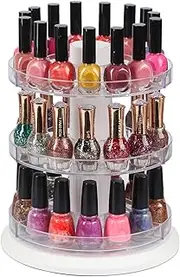 J JACKCUBE DESIGN Acrylic Rotating Nail Polish Display Stand Spinning Rack Holds 69-117 Bottles, 3 Tier Storage Holder Organizer for Nail Polish, Makeup, Essential Oil and more - MK548B