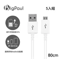 在飛比找PChome24h購物優惠-【Big Paul 】Micro USB 2.0快速充電傳輸