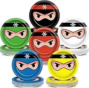 72PCS Ninja Birthday Plates Ninja Party Supplies Ninja Warrior Tableware Ninja Master Plates Karate Disposable Plate Dessert Paper Plates for Boys Girls Kids Baby Shower Favors 6.7*6.7inch