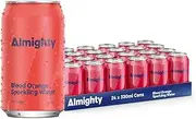 Almighty Blood Orange Sparkling Water 330ml - 24 Pack, Sugar Free, Low Calorie, Vegan - Natural Flavour, Zero Plastic - Clean & Refreshing Drink - Perfect Thirst Quencher - Charcoal Filtered for Purity