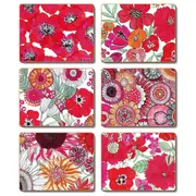 Cinnamon Sixties Floral Cork Backed Drink Coasters Set 6