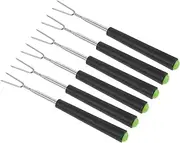 BESTonZON 6pcs Stainless Steel BBQ Forks U Shaped Roasting Tools for Outdoor Grilling Portable Kitchen Skewers for Kabobs Easy to Clean Temperature Resistant for Camping and Family Barbecues