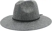 [LiuliuBull] Hemp Wool Wide Brim Winter Autumn Men Floppy Felt Trilby Fedora Hat for Panama Church Top Cap (Color : Grey)