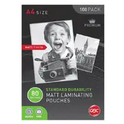 GBC Laminating Pouch Matt Frost 80 Micron A4 Clear Pack 100 Sheets