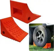 SECURITYMAN 2 Pack Wheel Chocks - Constructed of Heavy Duty Solid Rubber for 20,000 lbs of RV, Trailer, Truck, Camper - Perfect on All Surfaces and in All Weather - Orange