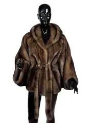 Real Fur Mink Demi Buff Cape With Hood