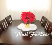 PlushFurEver Christmas Centerpiece Table Runner White Flower Design Faux Fur USA