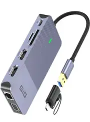 GIQ Mini USB 3.0 Docking Station USB C HDMI VGA Adapter