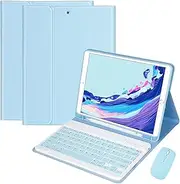 [Jarttarn] Compatible with Samsung Galaxy Tab S9 FE Plus 2023 12.4 inch (SM-X610/X616) Case with Keyboard and Mouse, Detachable Magnetic Keyboard Case with Pen Holder (Sky Blue)