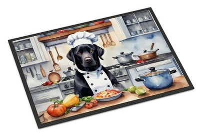 Black Labrador Retriever The Chef Doormat Front Door Mat Indoor Outdoor Rugs
