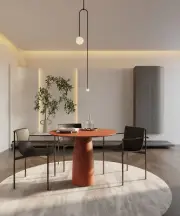Kopar. Round Tulip Dining Table - Terracotta color