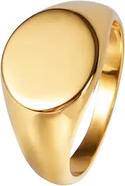 [Mikovivi] Signet Rings for Women, Gold Plated Ring 304 Stainless Steel Stackable Signet Ring Personalised Women's Jewelry Rings, 0.43x0.75 Inch, Stainless Steel
