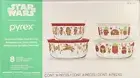 Pyrex Star Wars 8-piece Round Decorated Glass Storage Holiday Set New
