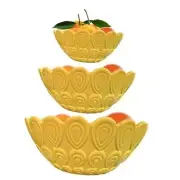 3PC Ceramic Bowl for Storage, Porcelain Kitchen Prep Bowls, Nesting Yellow